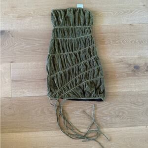 Boskemper - Hermes Strapless Ruched Metallic Mini Dress in Gold